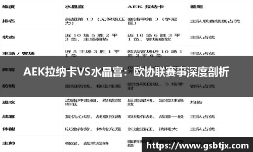 AEK拉纳卡VS水晶宫：欧协联赛事深度剖析